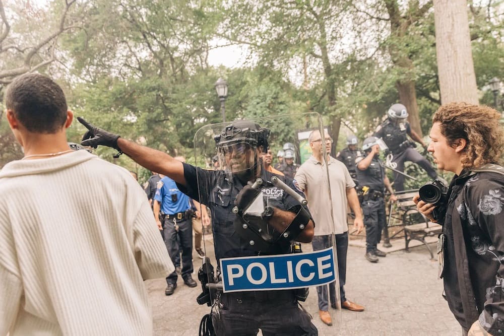 Police dissipating the crowd