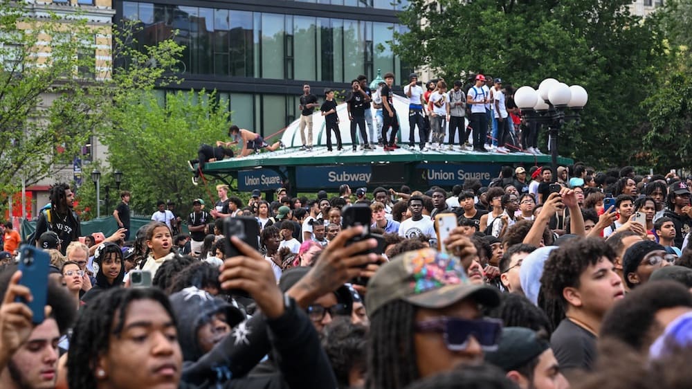 Crowd at giveaway event by Kai Cenat