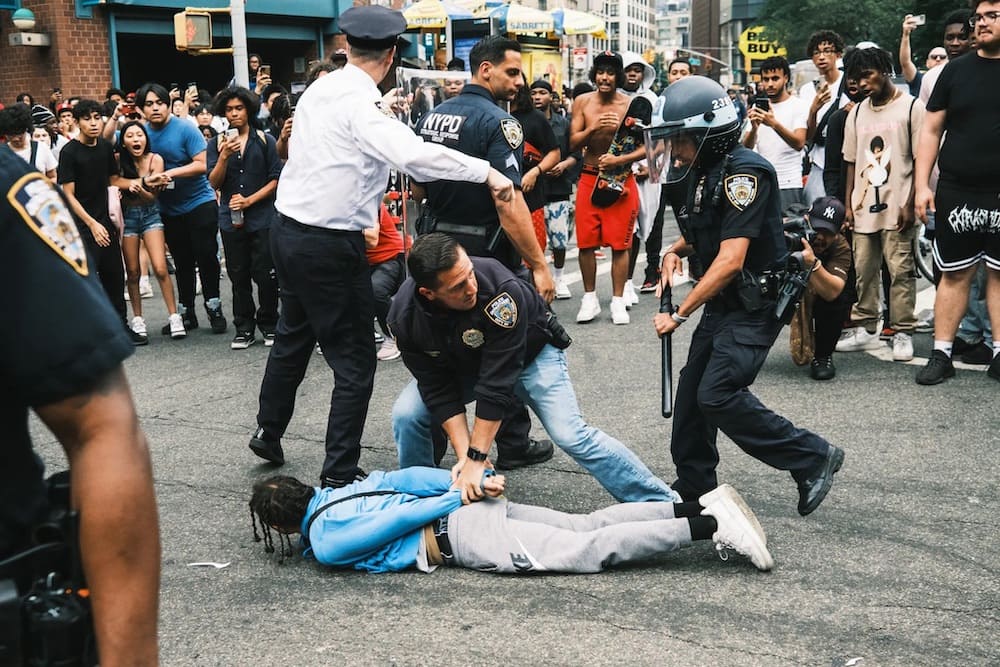 Person detained by a cop