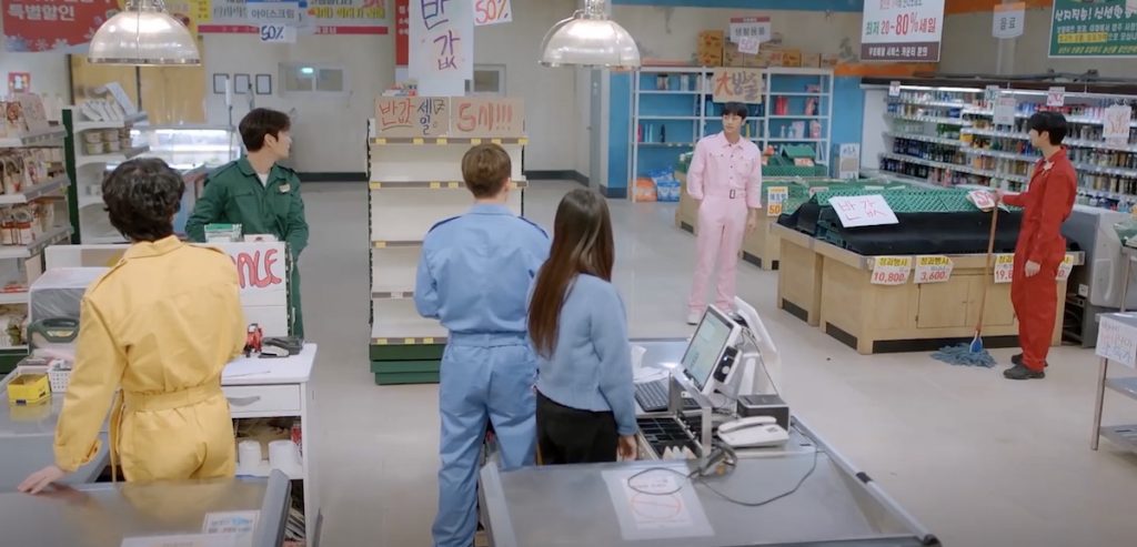 the Thunder boys and Ye-rim happily standing together