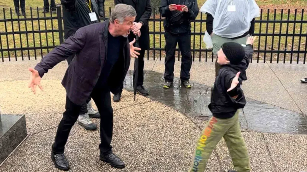 Sylvester Stallone with Young Fan Ro Knight on Rocky Day